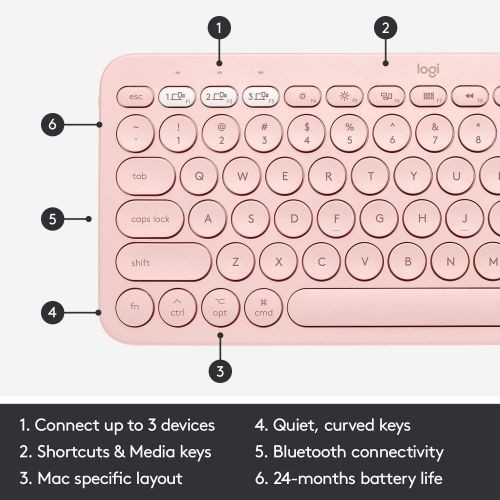 로지텍 Logitech K380 Multi-Device Wireless Bluetooth Keyboard for Mac - Rose