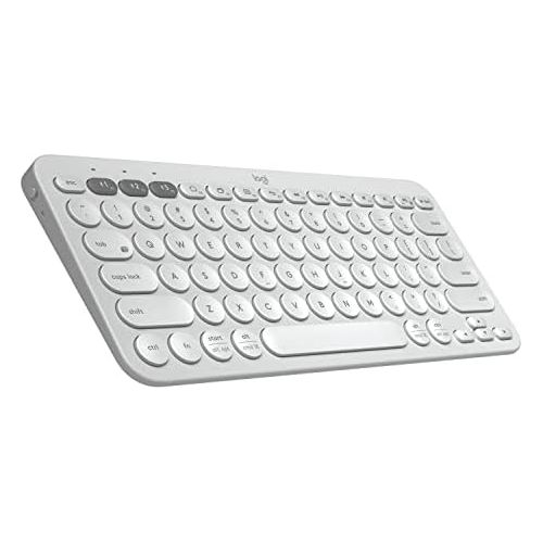로지텍 Logitech K380 Wireless Multi-Device Keyboard for Windows, Apple iOS, Apple TV Android or Chrome, Bluetooth, Compact Space-Saving Design, PC/Mac/Laptop/Smartphone/Tablet - Off White