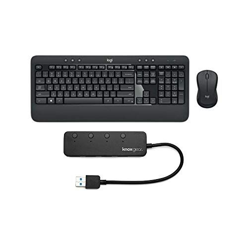 로지텍 Logitech MK540 Wireless Keyboard Mouse Combo Bundle with Knox Gear 4-Port USB 3.0 Hub (2 Items)