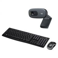 Logitech C270 Desktop or Laptop Webcam, HD 720p Widescreen for Video Calling and Recording & MK270 Wireless Keyboard and Mouse Combo - Keyboard and Mouse Included, Long Battery Lif