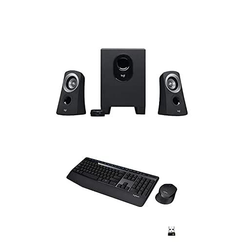 로지텍 Logitech Z313 Speaker System & MK345 Wireless Combo Full-Sized Keyboard with Palm Rest and Comfortable Right-Handed Mouse - Black