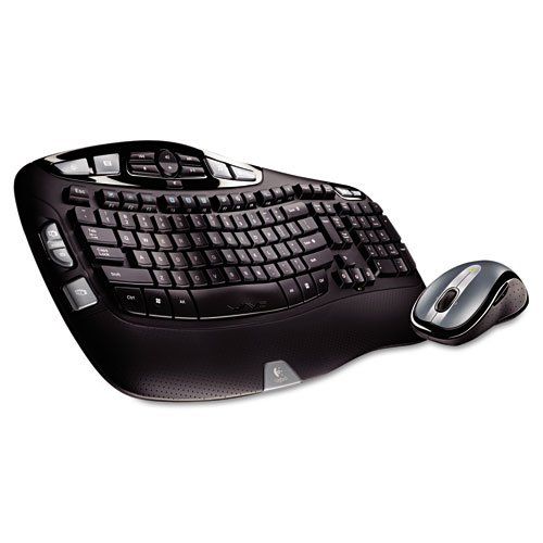 로지텍 Logitech Wireless Desktop Wave Keyboard and Mouse Combo, 6ft Range, USB, Black
