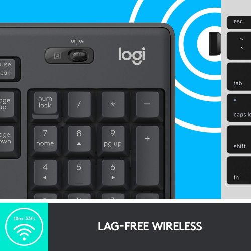 로지텍 Logitech MK295 Wireless Mouse & Keyboard Combo with SilentTouch Technology, Full Numpad, Advanced Optical Tracking, Lag-Free Wireless, 90% Less Noise - Graphite