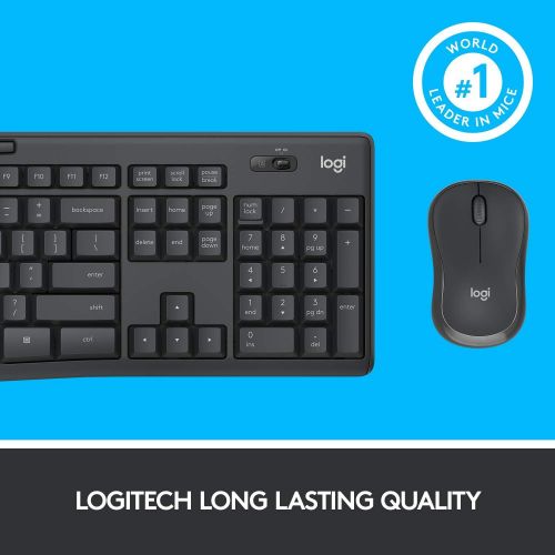 로지텍 Logitech MK295 Wireless Mouse & Keyboard Combo with SilentTouch Technology, Full Numpad, Advanced Optical Tracking, Lag-Free Wireless, 90% Less Noise - Graphite