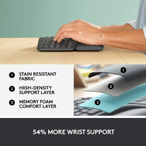 로지텍 Logitech MX Master 3 Advanced Wireless Mouse - Graphite & Ergo K860 Wireless Ergonomic Keyboard with Wrist Rest - Split Keyboard Layout for Windows/Mac, Bluetooth or USB Connectivi