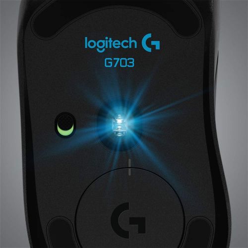 로지텍 Logitech G703 Lightspeed Wireless Gaming Mouse W/Hero 16K Sensor, PowerPlay Compatible, Lightsync RGB, Lightweight 95G+10G Optional, 100-16, 000 DPI, Rubber Side Grips - Black