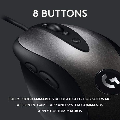 로지텍 Logitech G MX518 Gaming Mouse Hero Sensor 16, 000 Dpi Arm Processor 8 Programmable Buttons (European Packaging) - Black