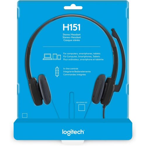 로지텍 Logitech 3.5 mm Analog Stereo Headset H151 with Boom Microphone - Black