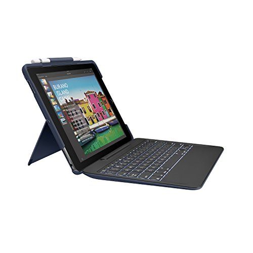 로지텍 Logitech iPad Pro 10.5 inch Keyboard Case SLIM COMBO with Detachable, Backlit, Wireless Keyboard and Smart Connector (Blue)