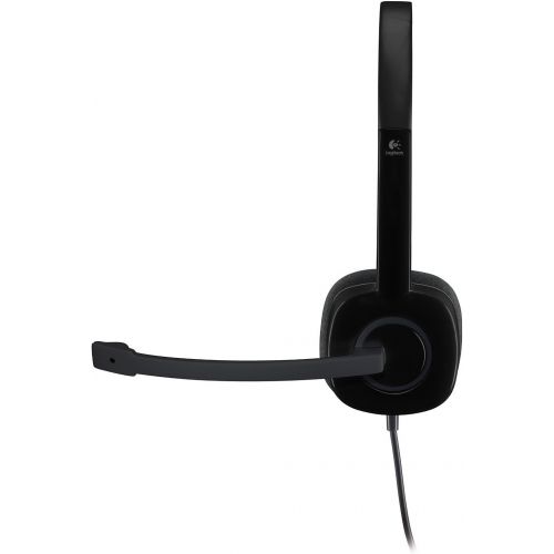 로지텍 Logitech 3.5 mm Analog Stereo Headset H151 with Boom Microphone (981-000587) Plus Bonus USB Extenders