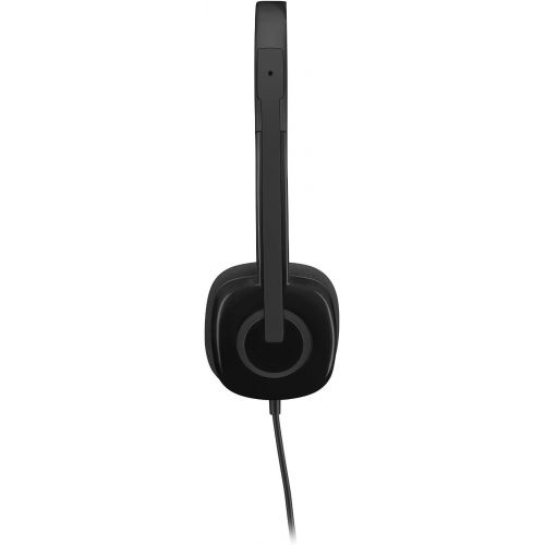 로지텍 Logitech 3.5 mm Analog Stereo Headset H151 with Boom Microphone (981-000587) Plus Bonus USB Extenders