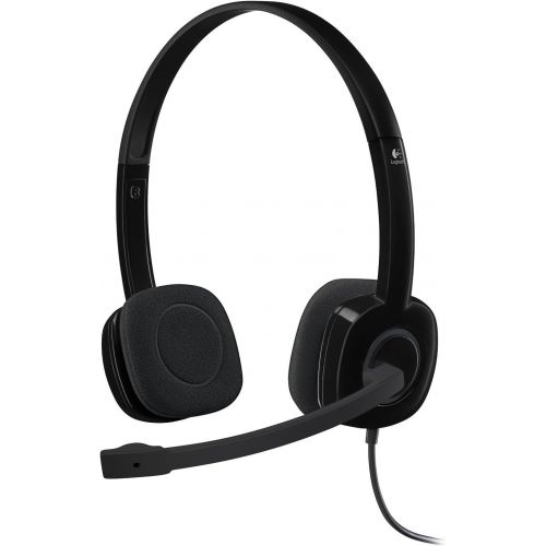 로지텍 Logitech 3.5 mm Analog Stereo Headset H151 with Boom Microphone (981-000587) Plus Bonus USB Extenders