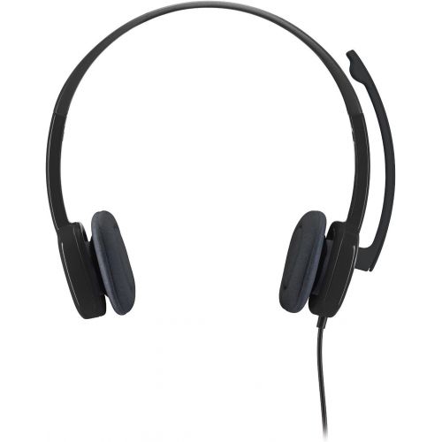 로지텍 Logitech 3.5 mm Analog Stereo Headset H151 with Boom Microphone (981-000587) Plus Bonus USB Extenders