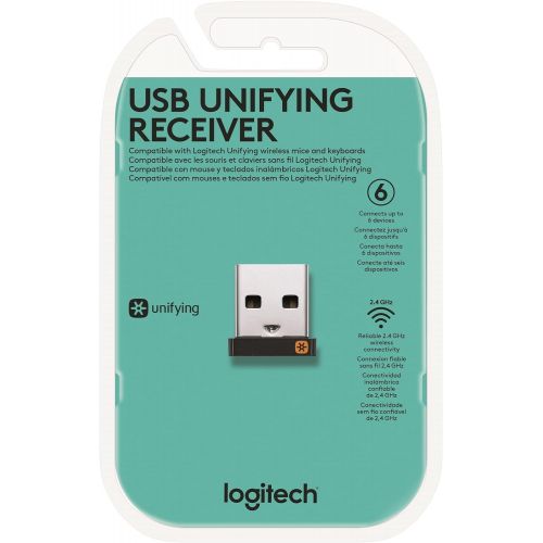 로지텍 Logitech USB Unifying Receiver, 2.4 GHz Wireless Technology, USB Plug Compatible with all Logitech Unifying Devices like Wireless Mouse and Keyboard, PC / Mac / Laptop - Black