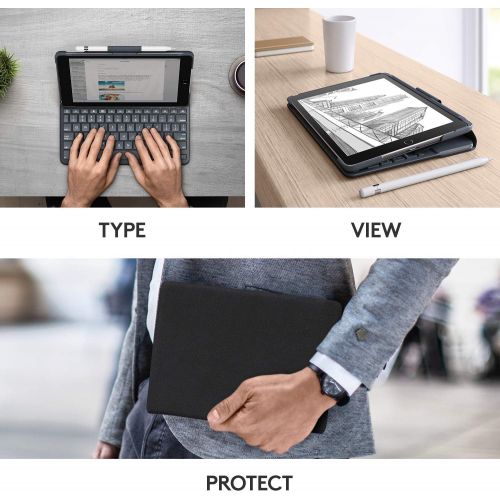 로지텍 Logitech Keyboard and Folio case - Bluetooth - Black Keyboard, Black case - for Apple 9.7-inch iPad (5th Generation, 6th Generation)
