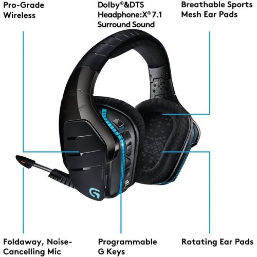 로지텍 Logitech G933 Artemis Spectrum ? Wireless RGB 7.1 Dolby and DTS Headphone Surround Sound Gaming Headset ? PC, PS4, Xbox One, Switch, and Mobile Compatible ? Advanced Audio Drivers