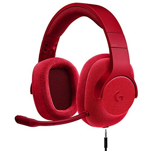 로지텍 Logitech G433 7.1 Wired Gaming Headset with DTS Headphone: X 7.1 Surround for PC, PS4, PS4 PRO, Xbox One, Xbox One S, Nintendo Switch ? Fire Red