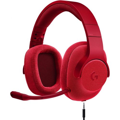 로지텍 Logitech G433 7.1 Wired Gaming Headset with DTS Headphone: X 7.1 Surround for PC, PS4, PS4 PRO, Xbox One, Xbox One S, Nintendo Switch ? Fire Red