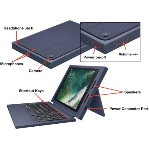 로지텍 Logitech Rugged Protection Combo Keyboard and Folio Case for iPad 9.7 (5th Gen) / (6th Gen) - Bulk Packaging - Navy Blue