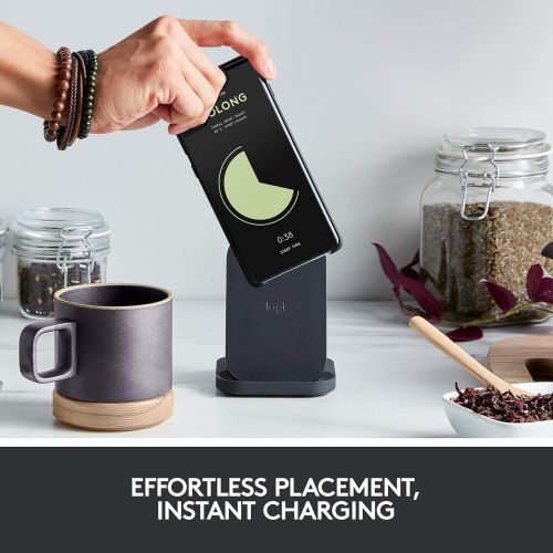 로지텍 Logitech Powered 10W Wireless Charging Stand for iPhone 11 Pro Max/11 Pro/11/XS Max/XS/XR/X, Samsung Galaxy S10/S10e/S10+, LG ThinQ V40/G8, Google Pixel 4/4XL, Airpods, and More -