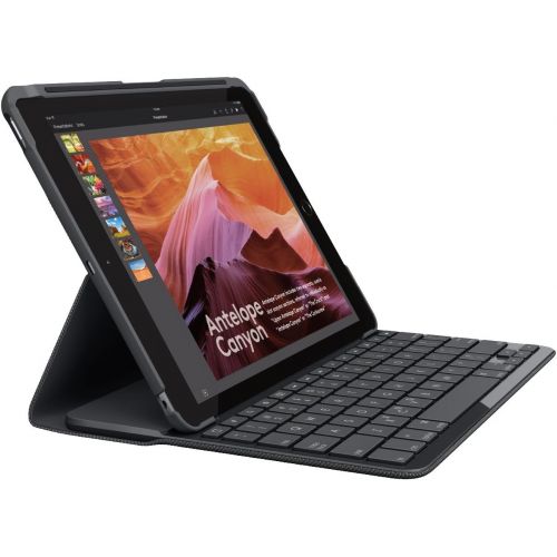 로지텍 Logitech iPad Slim Folio: Case with Wireless Keyboard with Bluetooth (Black) - iPad 5th generation (2018 release)