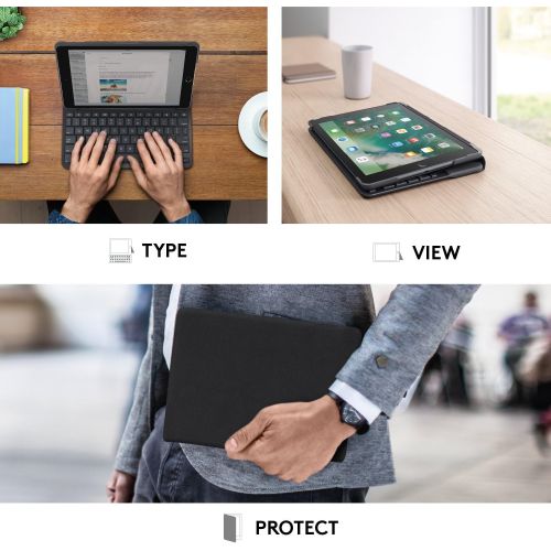 로지텍 Logitech iPad Slim Folio: Case with Wireless Keyboard with Bluetooth (Black) - iPad 5th generation (2018 release)