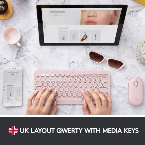 로지텍 Logitech K380 Multi Device Bluetooth Minimalist Keyboard Lightweight Rose