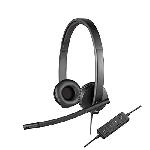 로지텍 Logitech H570e Wired Headset, Stereo Headphones with Noise-Cancelling Microphone, USB, in-Line Controls with Mute Button, Indicator LED, PC/Mac/Laptop - Black