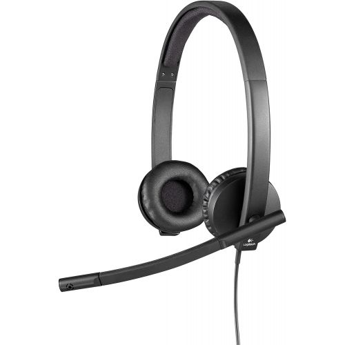 로지텍 Logitech H570e Wired Headset, Stereo Headphones with Noise-Cancelling Microphone, USB, in-Line Controls with Mute Button, Indicator LED, PC/Mac/Laptop - Black