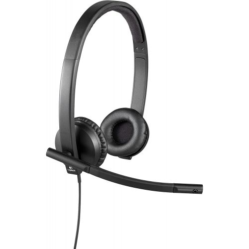 로지텍 Logitech H570e Wired Headset, Stereo Headphones with Noise-Cancelling Microphone, USB, in-Line Controls with Mute Button, Indicator LED, PC/Mac/Laptop - Black