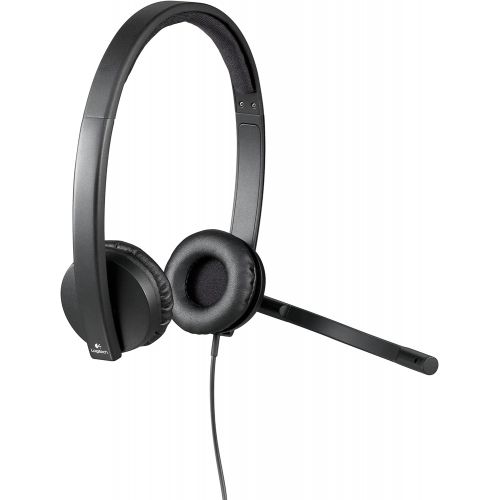 로지텍 Logitech H570e Wired Headset, Stereo Headphones with Noise-Cancelling Microphone, USB, in-Line Controls with Mute Button, Indicator LED, PC/Mac/Laptop - Black