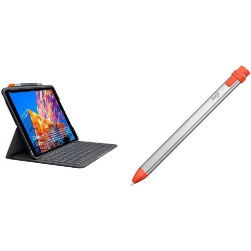 로지텍 Logitech iPad Keyboard Case (Graphite) & Crayon Digital Pencil ? (Orange)