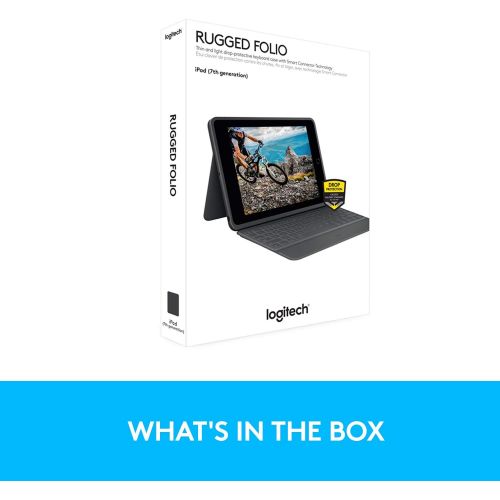 로지텍 Logitech Rugged Folio Protective Keyboard Case iPad 10.2 7th 8th Gen Black