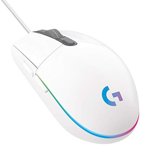 로지텍 Logitech G102 Light Sync Gaming Mouse with Customizable RGB Lighting, 6 Programmable Buttons, Gaming Grade Sensor, 8 k dpi Tracking,16.8mn Color, Light Weight (White)