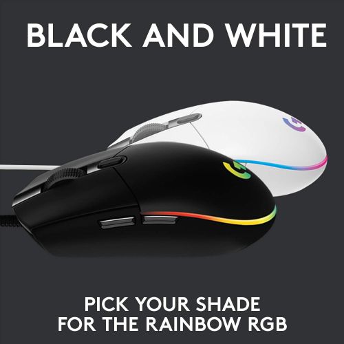 로지텍 Logitech G102 Light Sync Gaming Mouse with Customizable RGB Lighting, 6 Programmable Buttons, Gaming Grade Sensor, 8 k dpi Tracking,16.8mn Color, Light Weight (White)