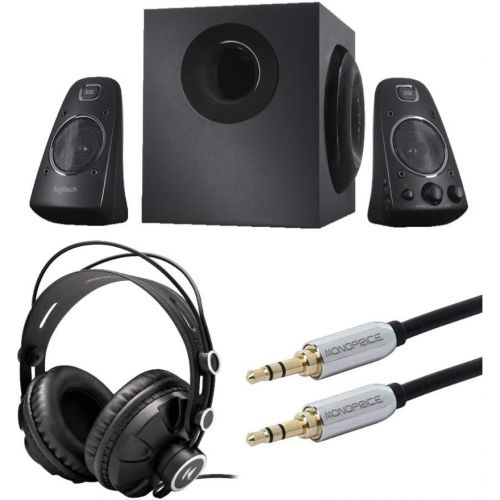 로지텍 Logitech Z623 400 Watt Home Speaker System Bundle with Knox Gear Headphones and Audio Cable (3 Items)