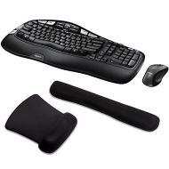 Logitech MK550 Wireless Wave Keyboard and Mouse Bundle with Waverest Gel Wrist Pad and Gel Mouse Pad