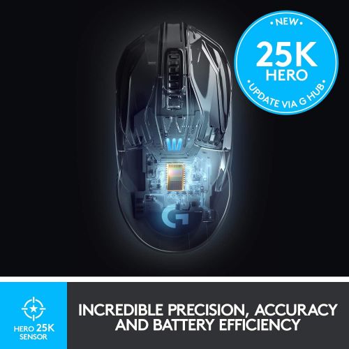 로지텍 Logitech G G903 Mouse RF Wireless Optical 16000 DPI, W125873216 (Optical 16000 DPI Ambidextrous G G903, Ambidextrous, Optical, RF Wireless, 16000 DPI, 1 ms, Black)