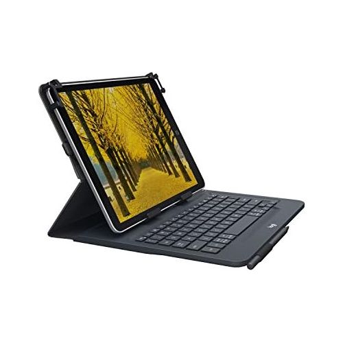 로지텍 Logitech Universal Folio with Integrated Bluetooth 3.0 Keyboard for 9-10 Apple, Android, Windows Tablets - Compatible with Models Listed