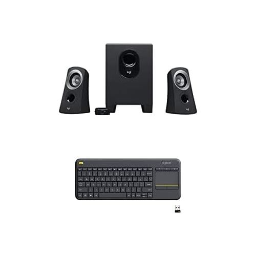 로지텍 Logitech Z313 Speaker System Bundle with Logitech K400 Plus Wireless Touch TV Keyboard with Easy Media Control and Built-in Touchpad