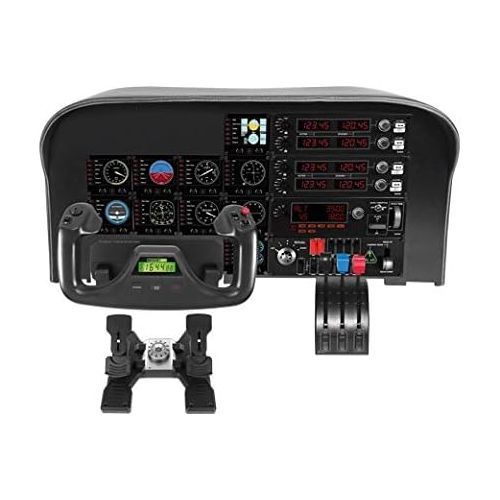 로지텍 Logitech G PRO Flight Yoke System, Professional Simulation Yoke and Throttle Quadrant, 3 Modes, 75 Programmable Controls, Configurable Throttle Knobs, Steel Shaft, USB, PC - Black