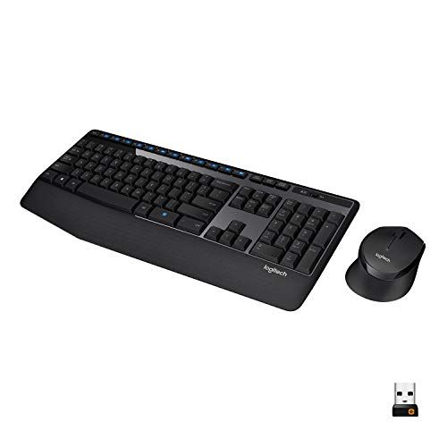 로지텍 Logitech MK345 Wireless Combo Full-Sized Keyboard with Palm Rest and Comfortable Right-Handed Mouse - Black