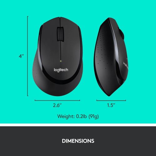 로지텍 Logitech MK345 Wireless Combo Full-Sized Keyboard with Palm Rest and Comfortable Right-Handed Mouse - Black