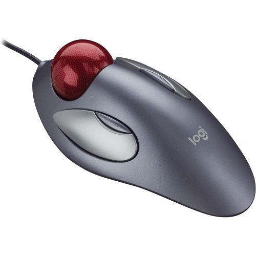 로지텍 Logitech Trackman Marble Trackball Mouse  Wired USB Ergonomic Mouse for Computers, with 4 Programmable Buttons, Dark Gray
