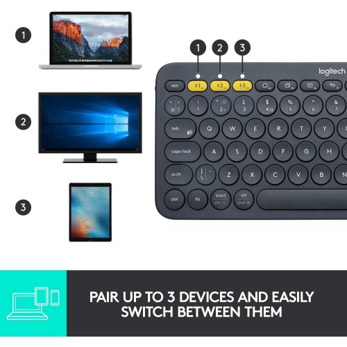 로지텍 Logitech K380 Multi-Device Bluetooth Keyboard  Windows, Mac, Chrome OS, Android, iPad, iPhone, Apple TV Compatible  with Flow Cross-Computer Control and Easy-Switch up to 3 Devic