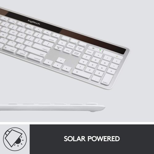 로지텍 Logitech K750 Wireless Solar Keyboard for Mac  Solar Recharging, Mac-Friendly Keyboard, 2.4GHz Wireless - Silver