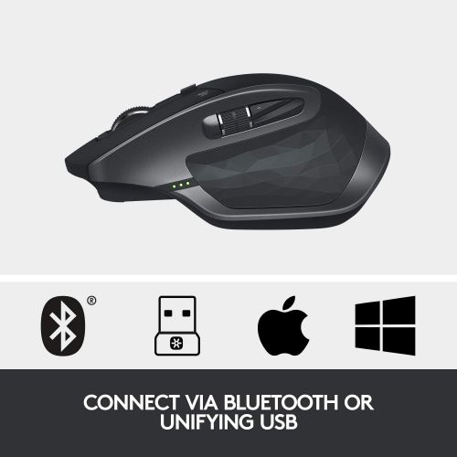 로지텍 Logitech MX Master 2S Wireless Mouse  Use on Any Surface, Hyper-fast Scrolling, Ergonomic Shape, Rechargeable, Control up to 3 Apple Mac and Windows Computers (Bluetooth or USB),