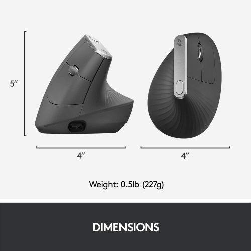로지텍 Logitech MX Vertical Wireless Mouse  Advanced Ergonomic Design Reduces Muscle Strain, Control and Move Content Between 3 Windows and Apple Computers (Bluetooth or USB), Rechargeab