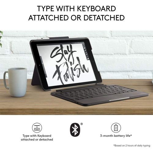 로지텍 [아마존베스트]Logitech Slim Combo Case with Detachable Backlit Bluetooth Keyboard for iPad (5th & 6th Generation), Black