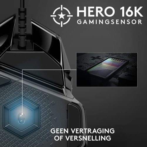 로지텍 [아마존베스트]Logitech G502 Hero High Performance Gaming Mouse Special Edition, Hero 16K Sensor, 16 000 DPI, RGB, Adjustable Weights, 11 Programmable Buttons, On-Board Memory, PC/Mac - Black/Whi